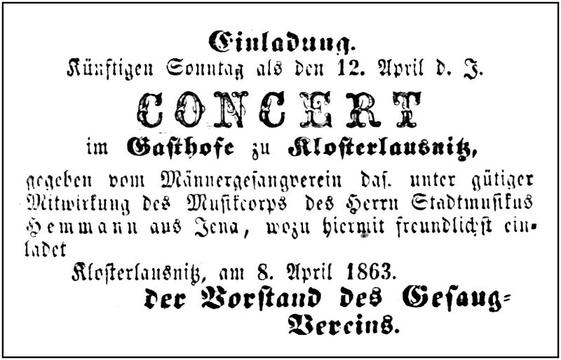 1863-04-12 Kl Gesangsverein Konzert